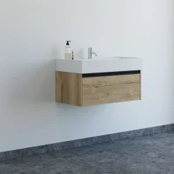 Hot Scanbad badmøbel m/Asyre vask/venstre, 1 skuffe, natur eg 81 cm