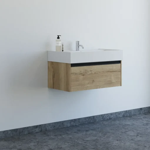 Hot Scanbad badmøbel m/Asyre vask/venstre, 1 skuffe, natur eg 81 cm