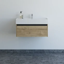 Hot Scanbad badmøbel m/Asyre vask/venstre, 1 skuffe, natur eg 81 cm