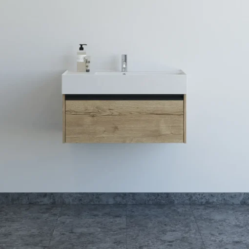 Hot Scanbad badmøbel m/Asyre vask/venstre, 1 skuffe, natur eg 81 cm