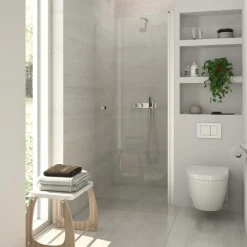 Online Scanbad Bruseadskillelse Satin/klart glas  99x200x0,6CM