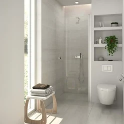 Outlet Scanbad brusedør satin/klart glas 200 x 90 cm