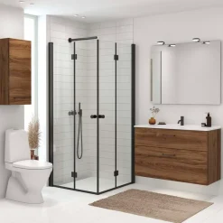 Scanbad Brusedøre Og Brusevægge^Match foldbar brusedør 99x200 cm mat sort - OBS kun 1 stk.