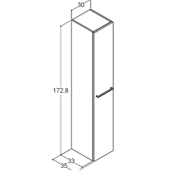 Hot Scanbad Multo+ højskab m/1 låge vendbar 175x30x35 cm højglans hvid