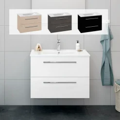 Sale Scanbad Multo+ vaskeskab m/Amber vask 80 cm hvid højglans