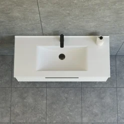 Hot Scanbad NOW vaskeskab m/én skuffe 33,8x61x45,5 cm mat hvid stribet front