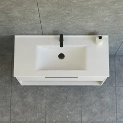 Vaskeskabe^Scanbad NOW vaskeskab m/én skuffe og åbent rum 65,8x101x45,5 cm mat sand glat front