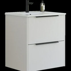 Vaskeskabe^Scanbad NOW vaskeskab m/to skuffer 65,8x81x45,5 cm, mat sand stribet front