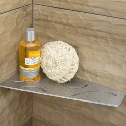 Sæbehylder^Schlüter hylde firkantet curve, børstet stål