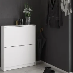 Tvilum Garderobe|Tilbehør Til Kontor Og Værksted^Shoes skoskab m/2 klaplåger hvid