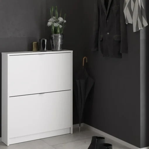 Tvilum Garderobe|Tilbehør Til Kontor Og Værksted^Shoes skoskab m/2 klaplåger hvid