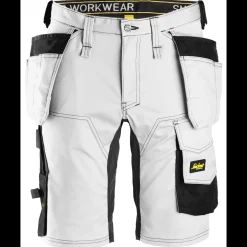 Online Snickers Allroundwork arbejdsshorts med hylsterlommer stretch hvid/sort str. 54
