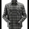 Skjorter^Snickers Allroundwork flannelskjorte med lange ærmer ternet gråmeleret str. 2XL