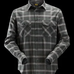 Skjorter^Snickers Allroundwork flannelskjorte med lange ærmer ternet gråmeleret str. 2XL