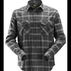 Skjorter^Snickers Allroundwork flannelskjorte med lange ærmer ternet gråmeleret str. 2XL