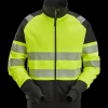 Clearance Snickers hi-vis sweatjakke med lynlås gul/sort str. 2XL