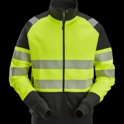 Clearance Snickers hi-vis sweatjakke med lynlås gul/sort str. 2XL