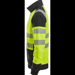 Clearance Snickers hi-vis sweatjakke med lynlås gul/sort str. 2XL