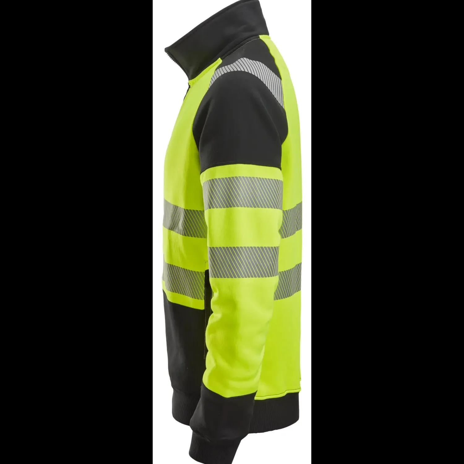 Clearance Snickers hi-vis sweatjakke med lynlås gul/sort str. 2XL