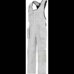 Snickers Arbejdsbukser^Håndværker helbukser med hylsterlommer Canvas+ hvid str. 52