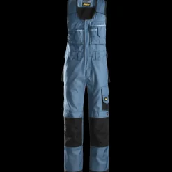Snickers Arbejdsbukser^Workwear håndværker helbukser DuraTwill oceanblå/sort str. 58