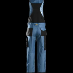 Snickers Arbejdsbukser^Workwear håndværker helbukser DuraTwill oceanblå/sort str. 58