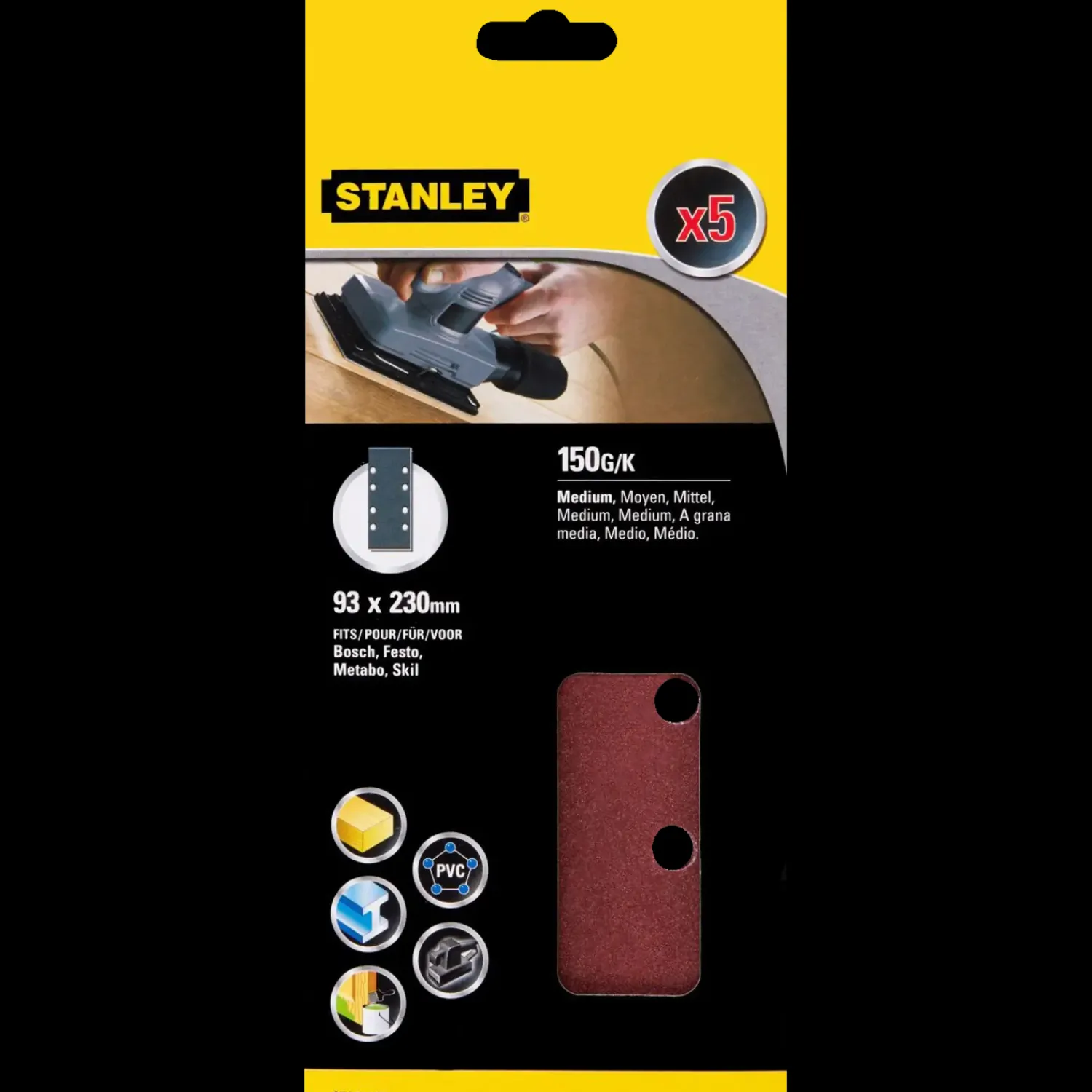 Sliberondeller Og Slibeark^Stanley White Alox K40 slibeark 93x230 mm 5 stk