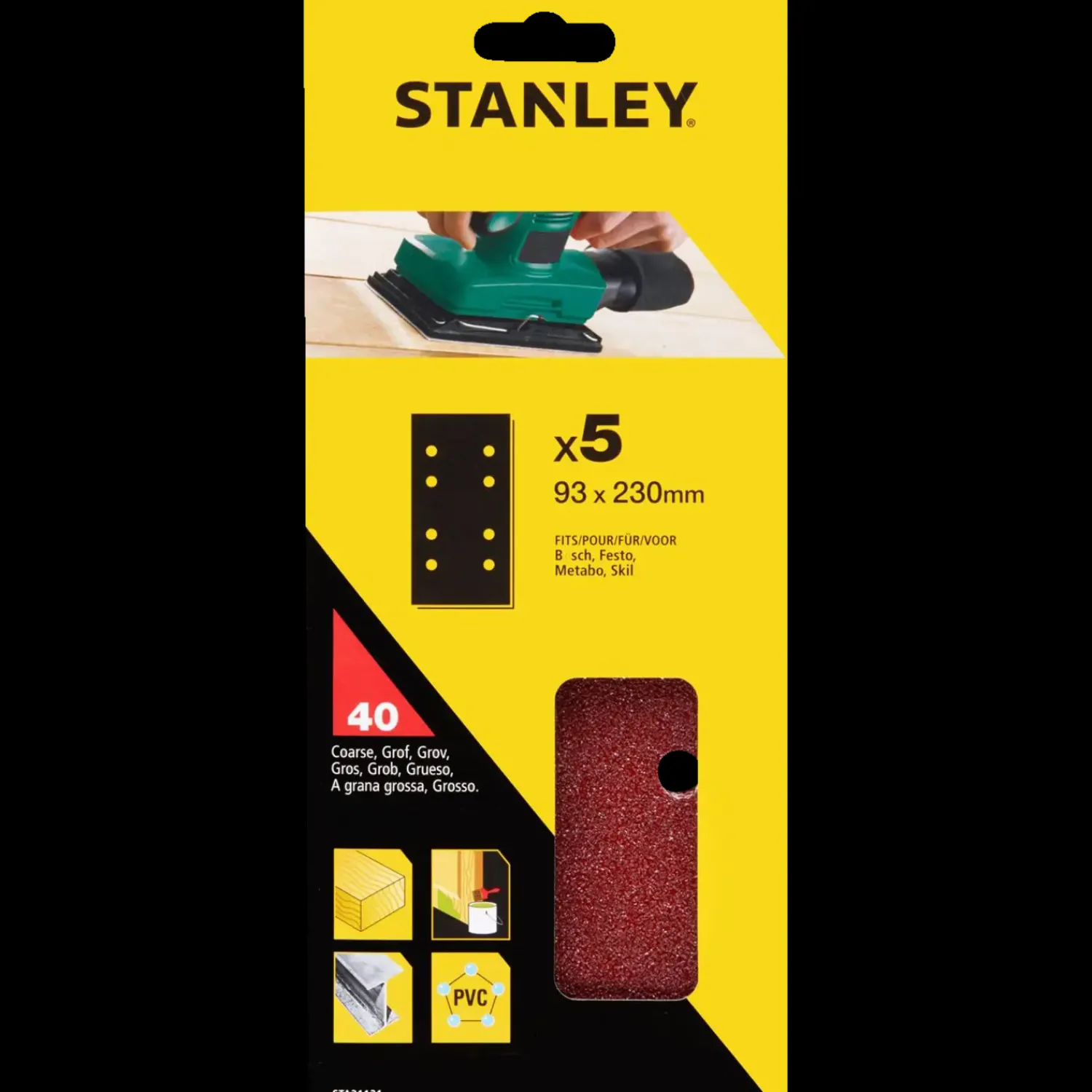 Sliberondeller Og Slibeark^Stanley White Alox K40 slibeark 93x230 mm 5 stk