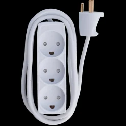 E-Line Kabler Og Ledninger^Stikdåse 3-vejs m/jord børnesikker 1,5 m hvid