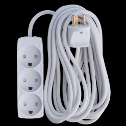 E-Line Kabler Og Ledninger^Stikdåse 3-vejs m/jord børnesikker 5 m hvid