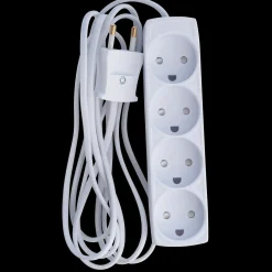 E-Line Kabler Og Ledninger^Stikdåse 4-vejs  u/jord børnesikker 2,5 m hvid