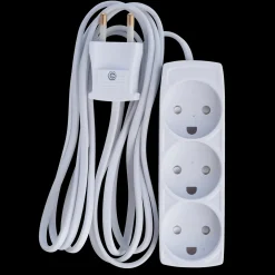 E-Line Stikdåse 3-vejs  u/jord børnesikker 2,5 m hvid