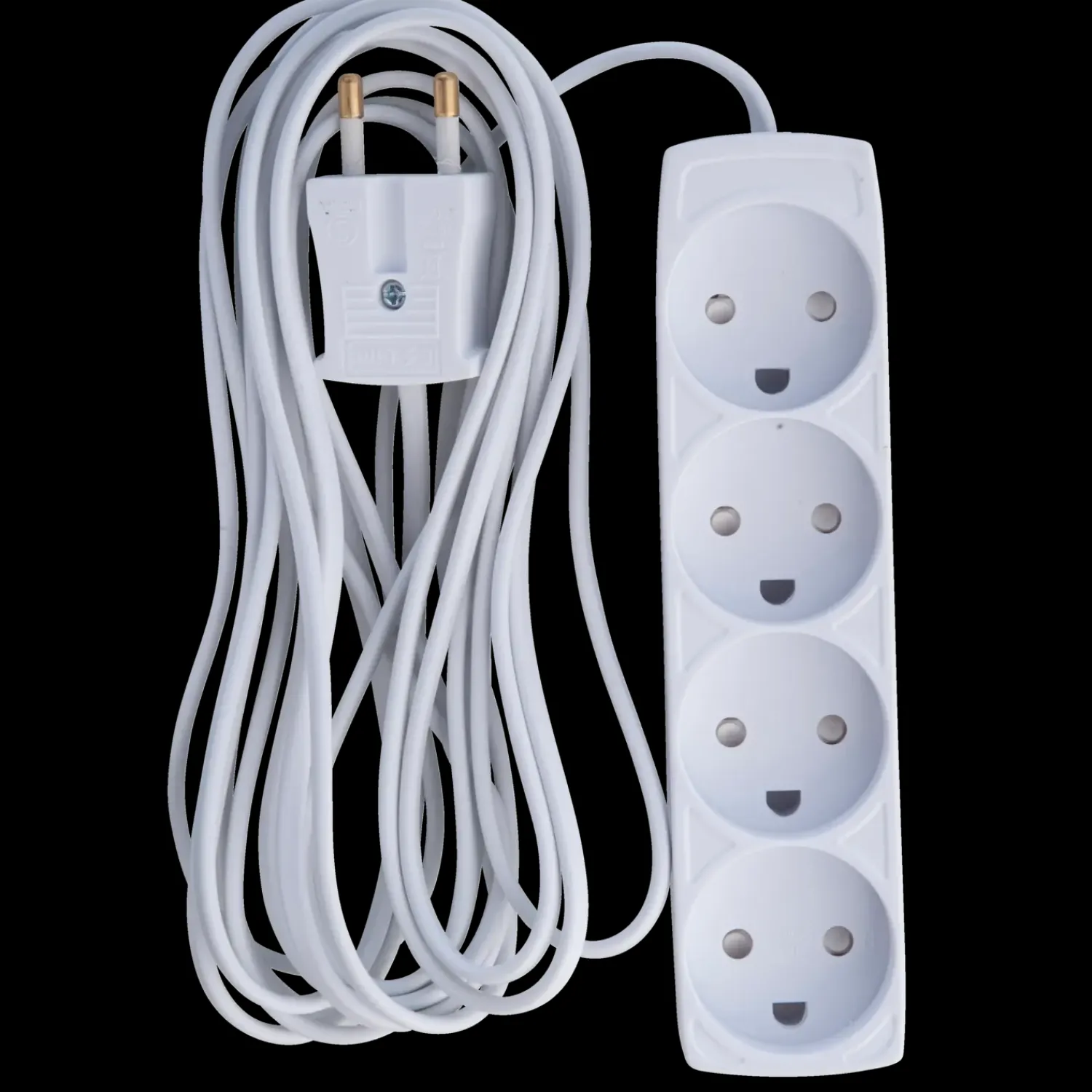 New E-Line Stikdåse 4-vejs u/jord børnesikker 5 m hvid