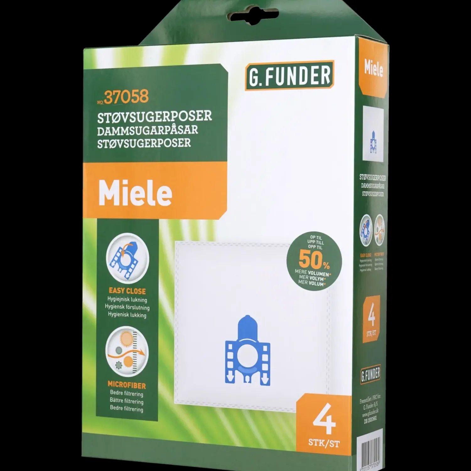 Støvsugerposer t/Miele 4 stk inkl. 1 filter