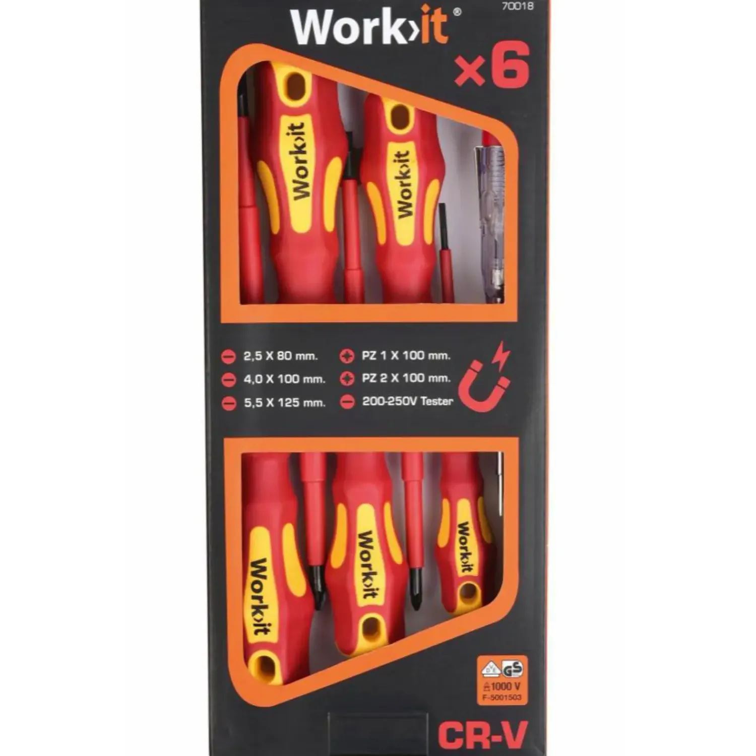 Variant Work>it VED kombi skruetrækkersæt inkl. 6 dele